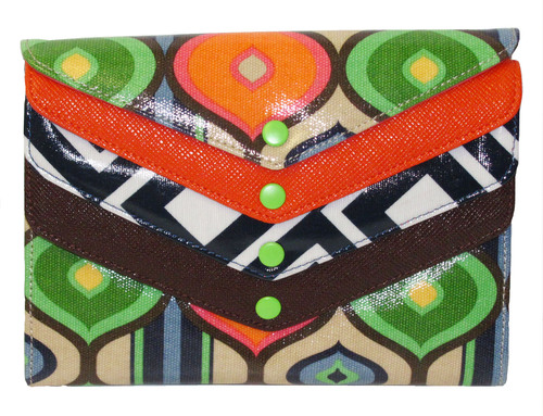 NEW! Sondra Roberts 4 Snap geometric coated canvasEnvelope Clutch-Seen on Todays ShowWebsite recently closed  you can call us at 914-337-7609 our store and order 4 snaps we can take phone orders