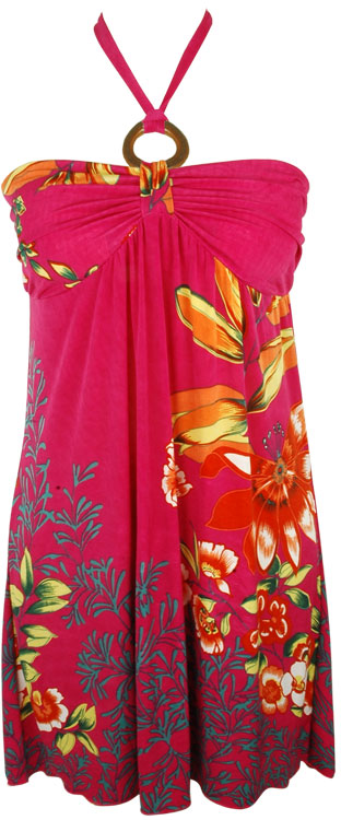 New! Annabelle Fuschia Bandeau Dress - Pink Flowers
