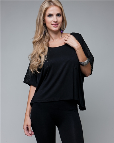 Sweet Claire Oversized Black Lace Pocket Tee