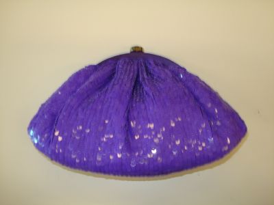 Santi Evening Clutch / Bag-Purple Sequin Featured in CosmoGirl