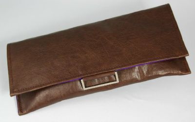 Cha Cha "Mail" Leather Clutch-Dark Brown-50% off  FInal Sale