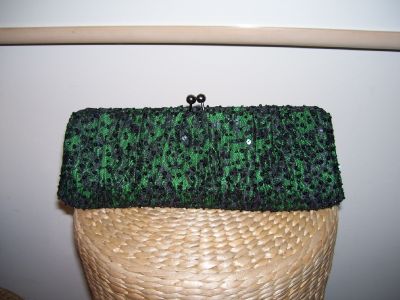 Santi Silk and Lace Clutch-Green-Featured in IN TOUCH Weekly MAGAZINE