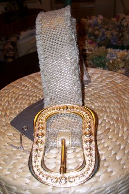 Streets Ahead Burlap hand crafted and painted with Italian gold buckle-30% off Final Sale