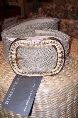 Streets Ahead Burlap hand crafted and painted with Italian gold buckle-30% off Final Sale