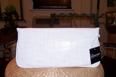 NEW! Sondra Roberts Faux Perforated Patent Clutch-