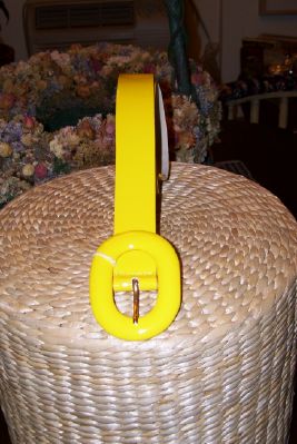 Hyde Collections Patent Covered Buckle Belt-Yellow-AS SEEN WORN BY SAMANTHA SEX AND THE CITY